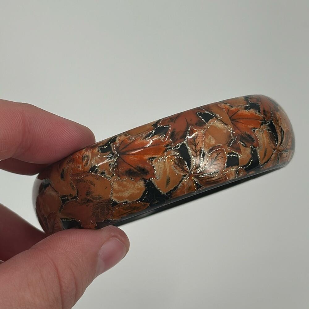 Fall leaves hand painted bangle bracelet